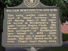 Historic Marker on William Worthington who first settled Island
